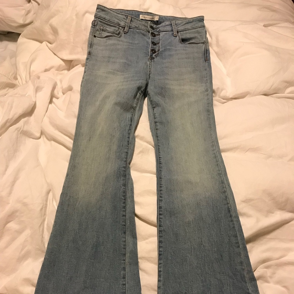 High waisted denim flares